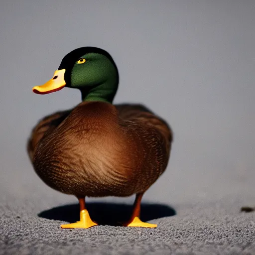 Image similar to Duck in black, film, cinematic, 4k, HD, ultrarealistic