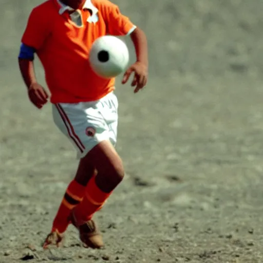 Prompt: a portrait of ronaldo luis nazario de lima playing football in mars # realronaldo