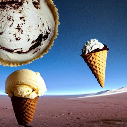 Prompt: planet earth on an ice cream cone