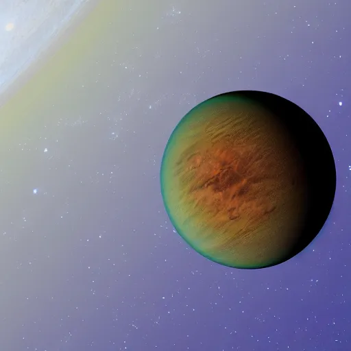 Image similar to Earth-like exoplanet with a ring system, NASA true color 8k image, high detail