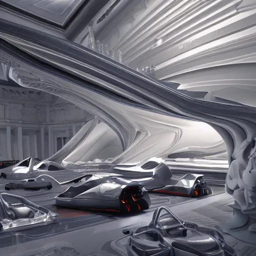 Image similar to full lenght sci-fi cars in the coronation of napoleon painting by Jacques-Louis David and point cloud in the middle and everything in form of zaha hadid architects artwork by caravaggio unreal engine 5 keyshot octane lighting ultra high detail ultra hyper realism 8k 16k in plastic dark tilt shift full-length view