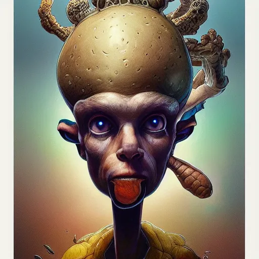 Image similar to fungus mohawk projector portrait by gaston bussierre and charles vess and james jean and erik jones and rhads, inspired by rick and morty, epic, funny, huge scale, beautiful fine face features, intricate high details, sharp, ultradetailed