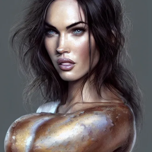 Image similar to portrait of megan fox as an anthropomorphic fox, costume, au naturel, hyper detailed, digital art, trending in artstation, cinematic lighting, studio quality, smooth render, unreal engine 5 rendered, octane rendered, art style by klimt and nixeu and ian sprigger and wlop and krenz cushart.