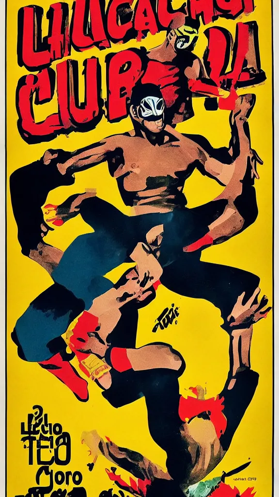 Image similar to lucha libre discjockey, vintage poster