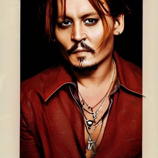 Image similar to photo of johnny depp with a ginger hair 2 1 year old girl studio portrait