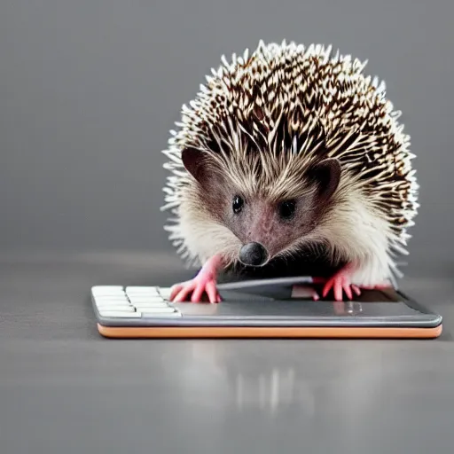 Image similar to a hedgehog using a calculator