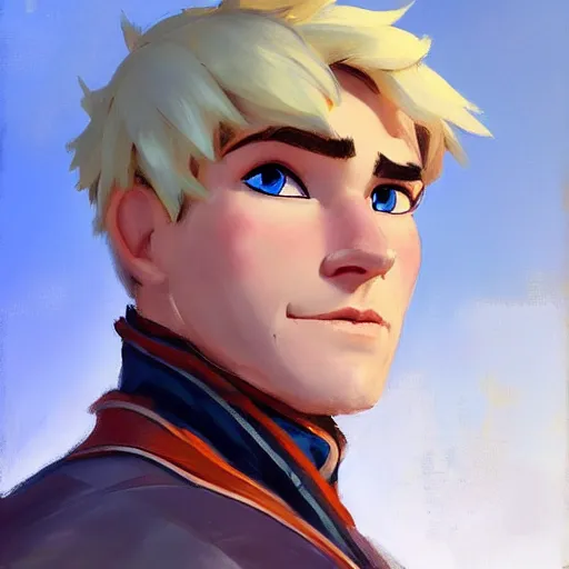 Image similar to greg manchess portrait painting of kristoff from frozen as overwatch character, medium shot, asymmetrical, profile picture, organic painting, sunny day, matte painting, bold shapes, hard edges, street art, trending on artstation, by huang guangjian and gil elvgren and sachin teng