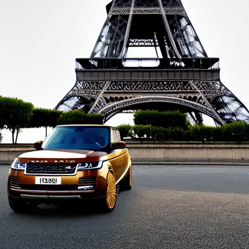 Prompt: range rover car in the shape of a balloon flying in front of the eiffel tower, photo realistic, golden hour