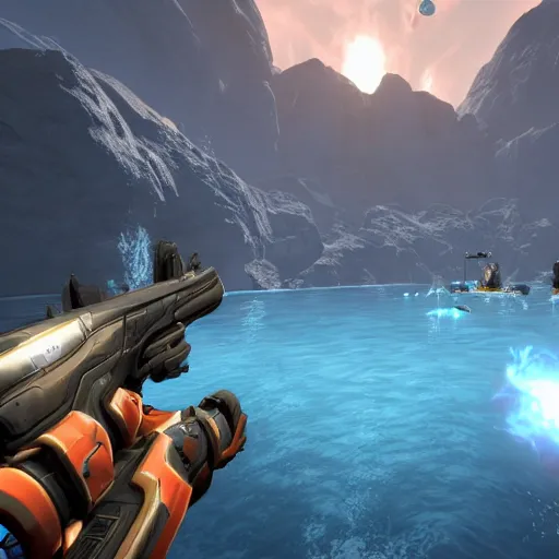 Image similar to unreal tournament, subnautica screenshot, warframe