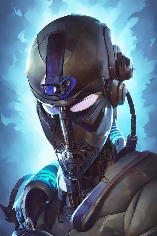 Image similar to epic mask helmet robot ninja portrait stylized as fornite style game design fanart by concept artist gervasio canda, behance hd by jesper ejsing, by rhads, makoto shinkai and lois van baarle, ilya kuvshinov, rossdraws global illumination radiating a glowing aura global illumination ray tracing hdr render in unreal engine 5