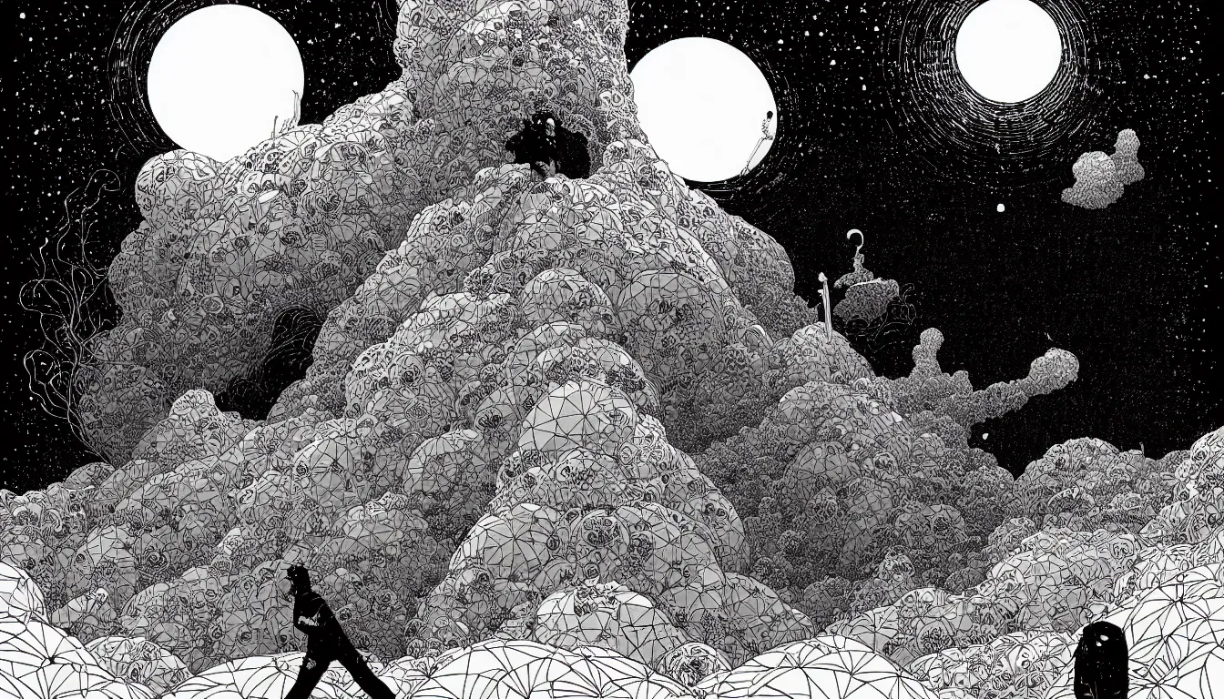 Image similar to the dude by nicolas delort, moebius, victo ngai, josan gonzalez, kilian eng