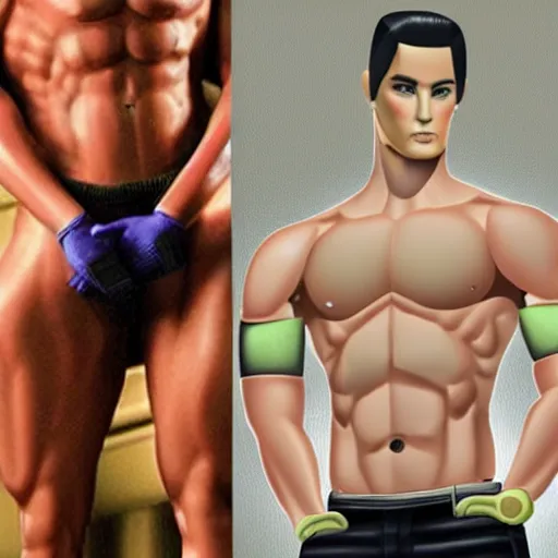 Image similar to muscular buff life sized ken doll also as a male android