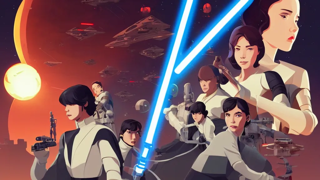 Image similar to star wars, clean cel shaded vector art. shutterstock. behance hd by lois van baarle, artgerm, helen huang, by makoto shinkai and ilya kuvshinov, rossdraws, illustration, fantasy