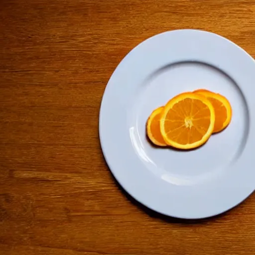 Prompt: a plate with no banana next to a glass without orange juice