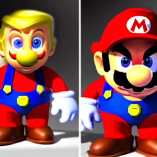 Image similar to uhd candid photo of hyperdetailed photorealistic donald trump dressed as super mario. correct face, cinematic lighting, photo by annie leibowitz, and steve mccurry.