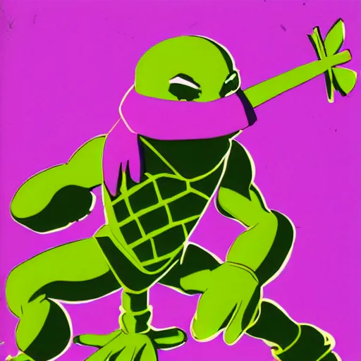 Image similar to donatello from the teenage mutant ninja turtles, 1 9 9 0 s, friendly