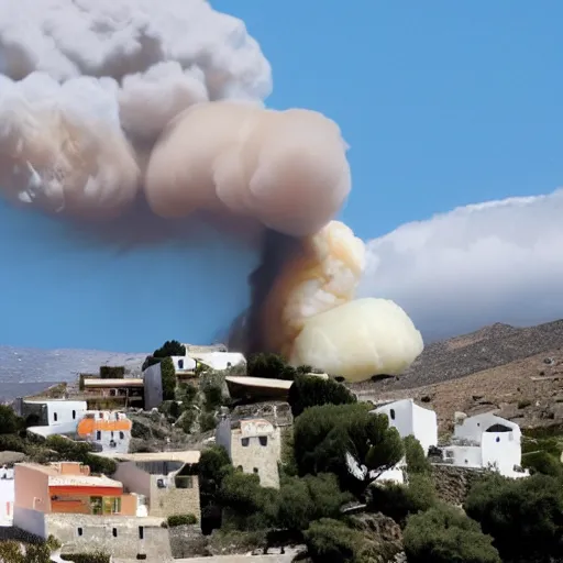 Image similar to nuke bomb in the mountain of cadaques village exploding