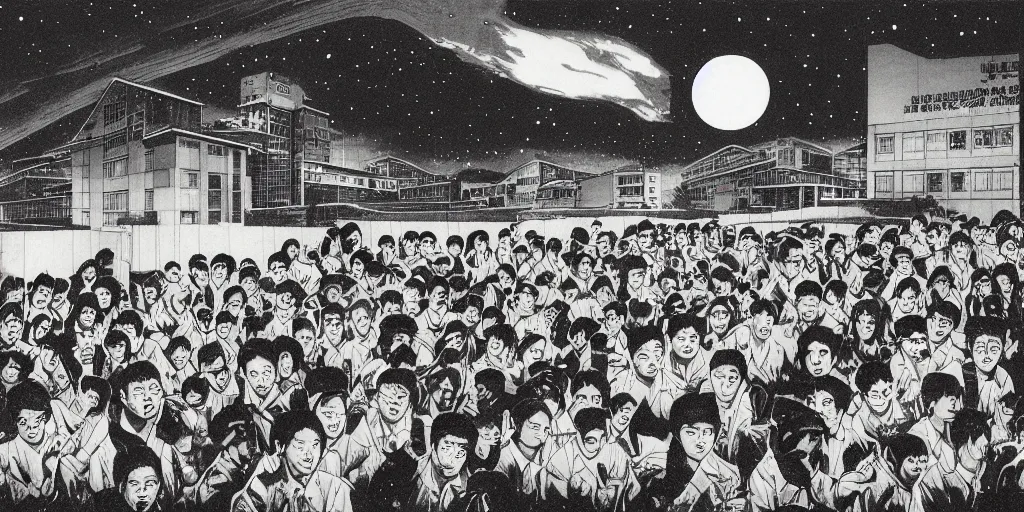 Image similar to korean highschool at night by richard corben