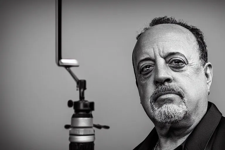 Prompt: Mug Shot of Billy Joel, screen light, sharp, detailed face, photo, focus