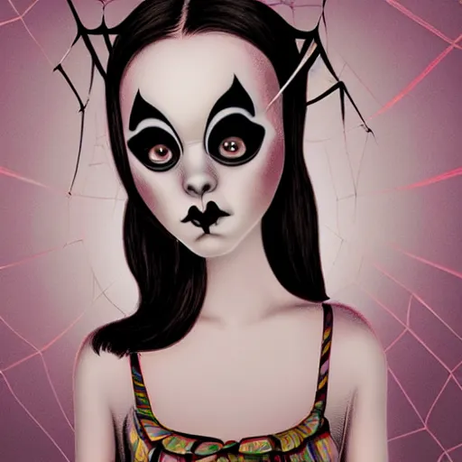 Image similar to spider headed girl in the style of Mark Ryden