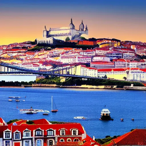 Prompt: lisbon skyline 300 years into the future