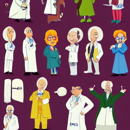 Image similar to funny quirky scientist character design, Disney style