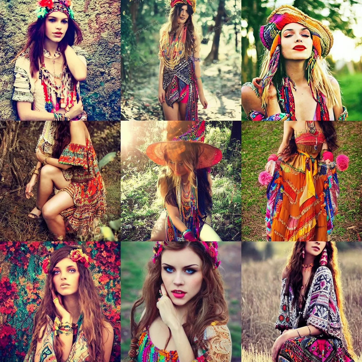 Prompt: pretty girl in bohemian style