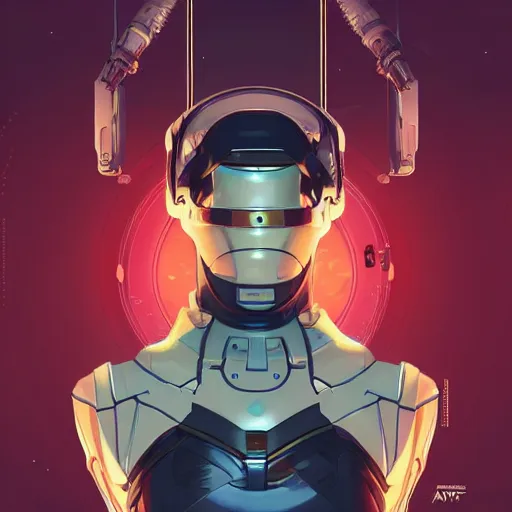 Image similar to symmetry! futuristic robotic astronaut, apex legends, illustration, art by artgerm and greg rutkowski and alphonse mucha