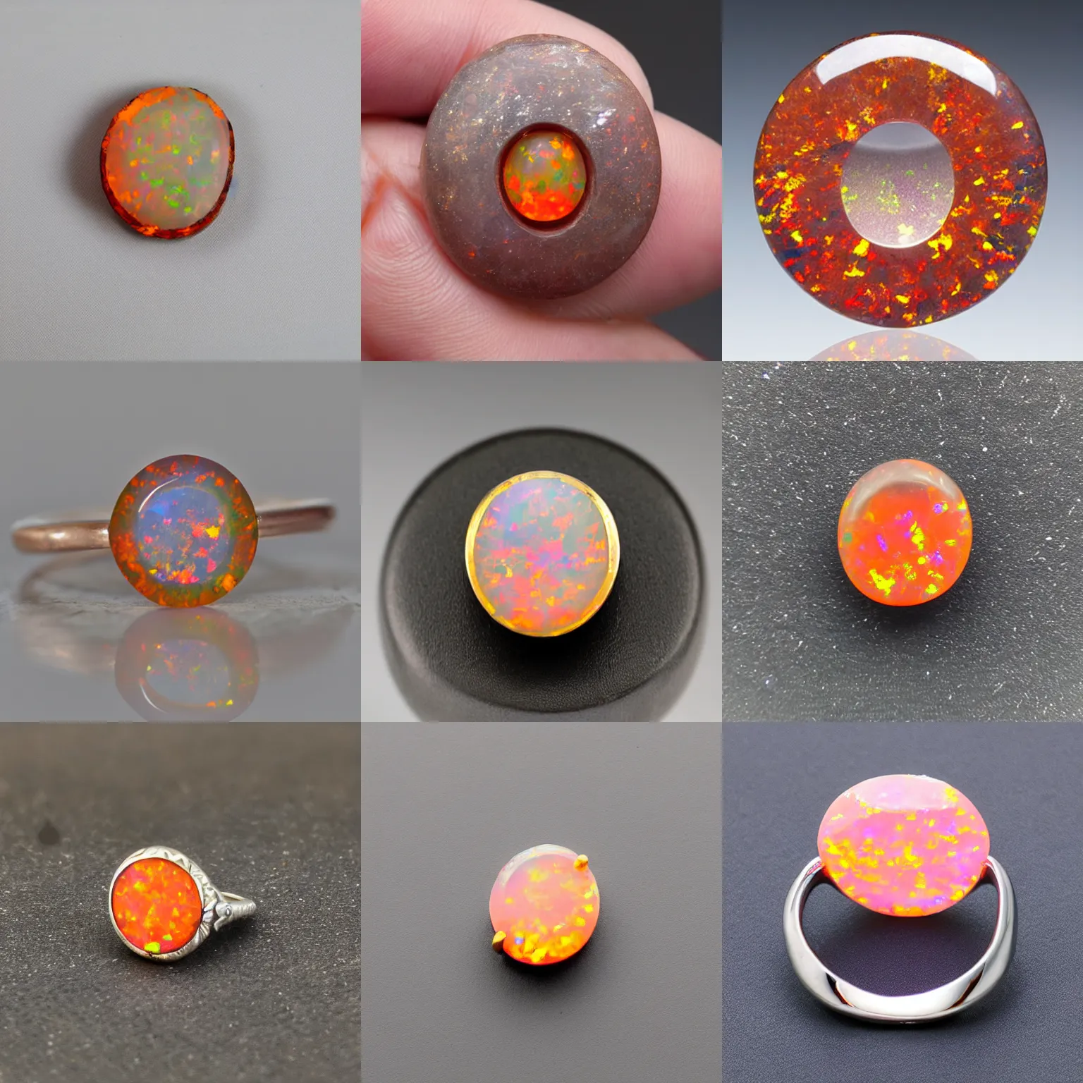 Prompt: solid fire opal carved into the shape of a circle