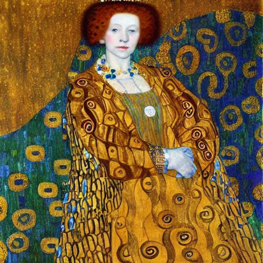 Image similar to Gustav Klimt painting of Elizabeth I. of England