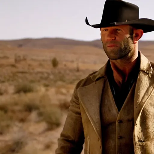 Image similar to jason statham as a cowboy in westworld