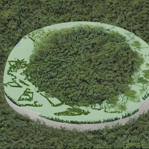 Image similar to a illustration of an architectural plan view of a labyrinth of the deforestation in amazona crisis