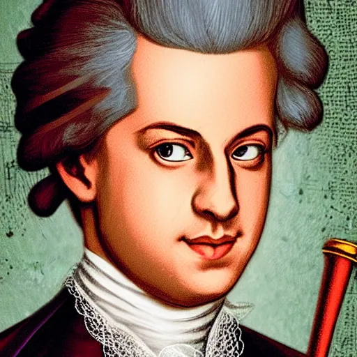 Image similar to charlie puth as wolfgang amadeus mozart portrait