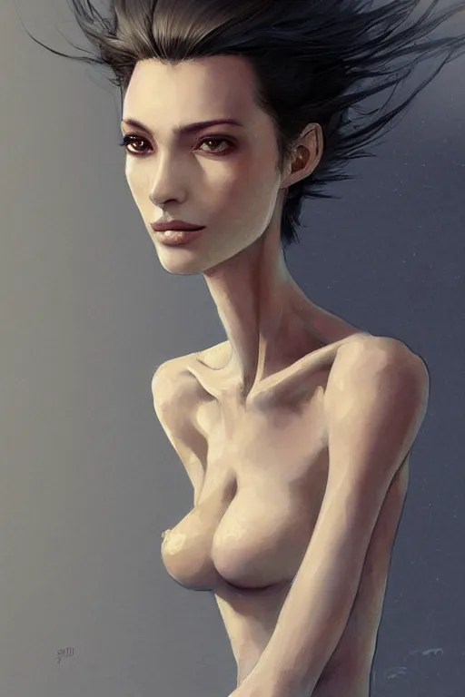 Prompt: Portrait of a slim tall beautiful young woman anatomically correct, beautiful perfect face, enigmatic, magnificent, medium close up, details, sharp focus, elegant, highly detailed, illustration, by Jordan Grimmer and greg rutkowski and PiNe(パイネ) and 薯子Imoko and 香川悠作 and wlop!!!! and maya takamura, intricate, beautiful, sunset!!!, Trending artstation, pixiv, digital Art