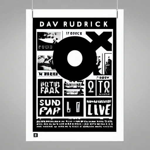 Image similar to black on white graphic poster in style of david rudnick, acid, y 2 k