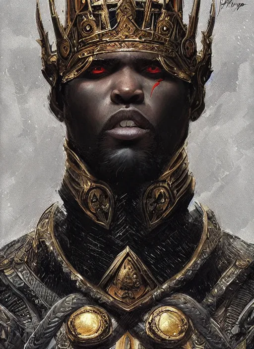 Prompt: digital _ painting _ of _ black king _ by _ filipe _ pagliuso _ and _ justin _ gerard _ symmetric _ fantasy _ highly _ detailed _ realistic _ intricate _ port