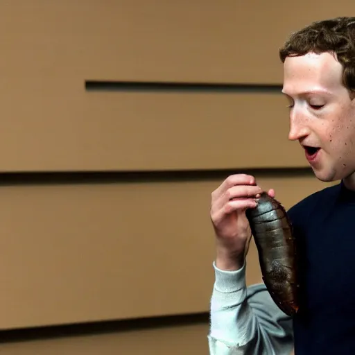 Prompt: Mark Zuckerberg eating a cockroach