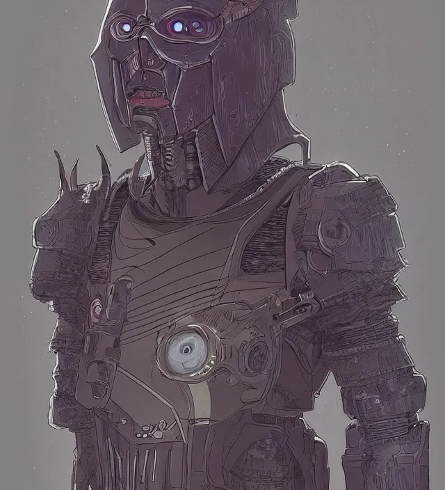 Prompt: a character portrait of a grimdark cyborg wizard in the style of jean giraud in the style of moebius trending on artstation deviantart pinterest detailed realistic hd 8 k high resolution