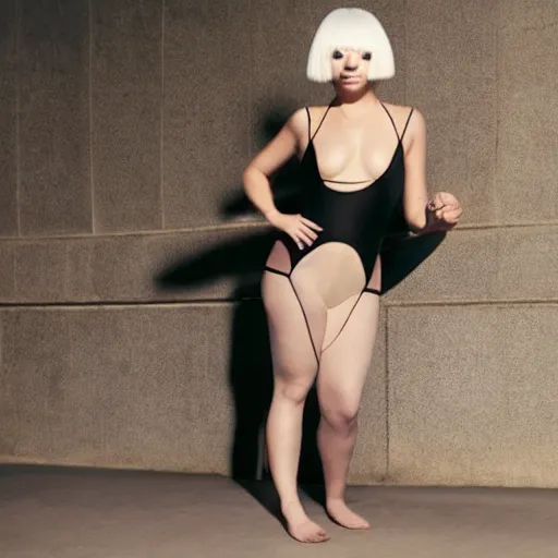 Image similar to sia Furler full body photo shoot in leotard