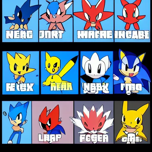 Image similar to pokemon that looks like sonic the hedgehog in pokemon style