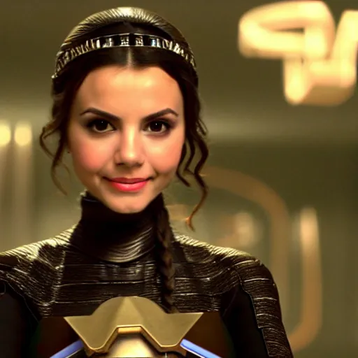 Image similar to victoria justice as princess padme in star wars episode 3, 8k resolution, full HD, cinematic lighting, award winning, anatomically correct