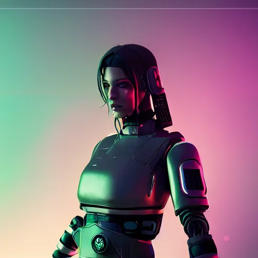 Image similar to female cyberpunk android warrior in the style of beeple, neon lights, photorealistic, hyperrealism, futuristic, 8 k resolution, trending on artstation, cg society, award winning