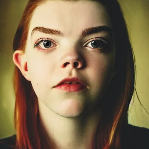 Image similar to a masterpiece portrait photo of a beautiful young woman who looks like a manic pixie dream girl anya taylor joy, symmetrical face