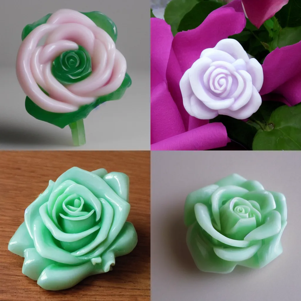 Prompt: rose made out of jadeite