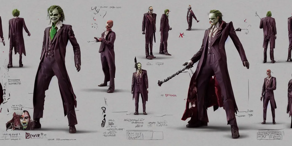 Image similar to david bowie as the joker, character sheet, concept design, contrast, hot toys, kim jung gi, greg rutkowski, zabrocki, karlkka, jayison devadas, trending on artstation, 8 k, ultra wide angle, pincushion lens effect