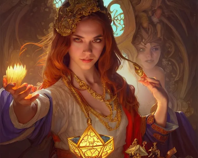Image similar to open treasure chest with the greatest riches on earth, deep focus, d & d, fantasy, intricate, elegant, highly detailed, digital painting, artstation, concept art, matte, sharp focus, illustration, hearthstone, art by artgerm and greg rutkowski and alphonse mucha