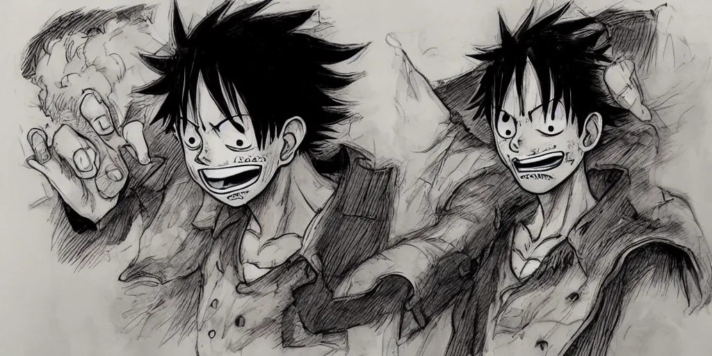 Image similar to [ luffy mustache ] ( by kim jung gi ) ( by kentaro miura )