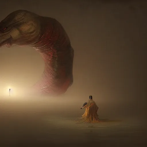 Prompt: a horror art of gargantuan duck, very dreadful duck, matte painting, dnd, trending on artstation, volumetric lighting, realistic shaded, zdislaw beksinski, spooky, horror art, panic, dread, terror