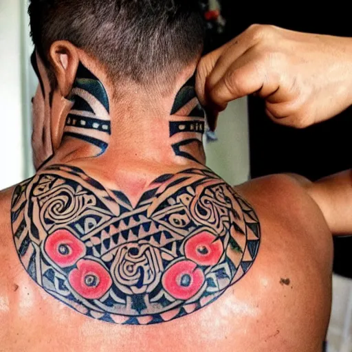 Image similar to a traditional maori tattoo on lsd