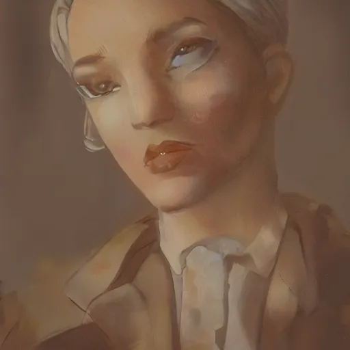 Image similar to female lawyer, business suit, brown neat hair, pixiv, fanbox, trending on artstation, digital painting, portrait, defense attorney, modern, sleek, highly detailed, formal, serious, determined, competent, colorized